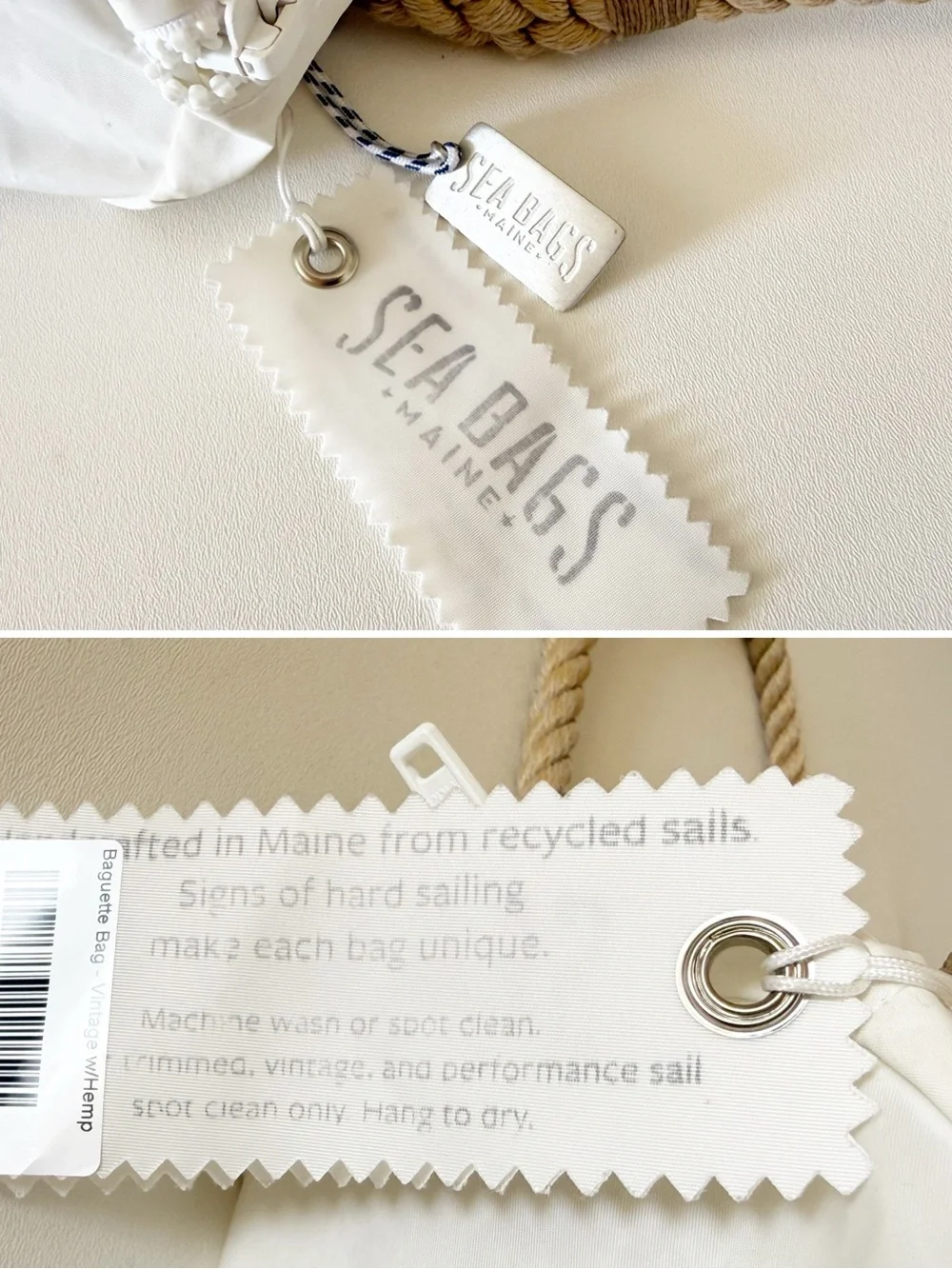 Sea Bags Maine Sailcloth Tote with Red Graphic Rope Handles Summer Nautical NWT